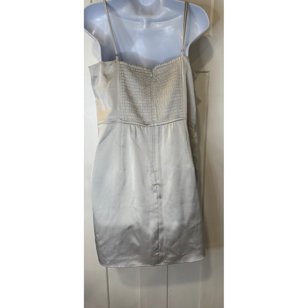 Abercrombie Fitch Satin Ruched Cami Slip Dress XLarge Silver NWT - Picture 4 of 7